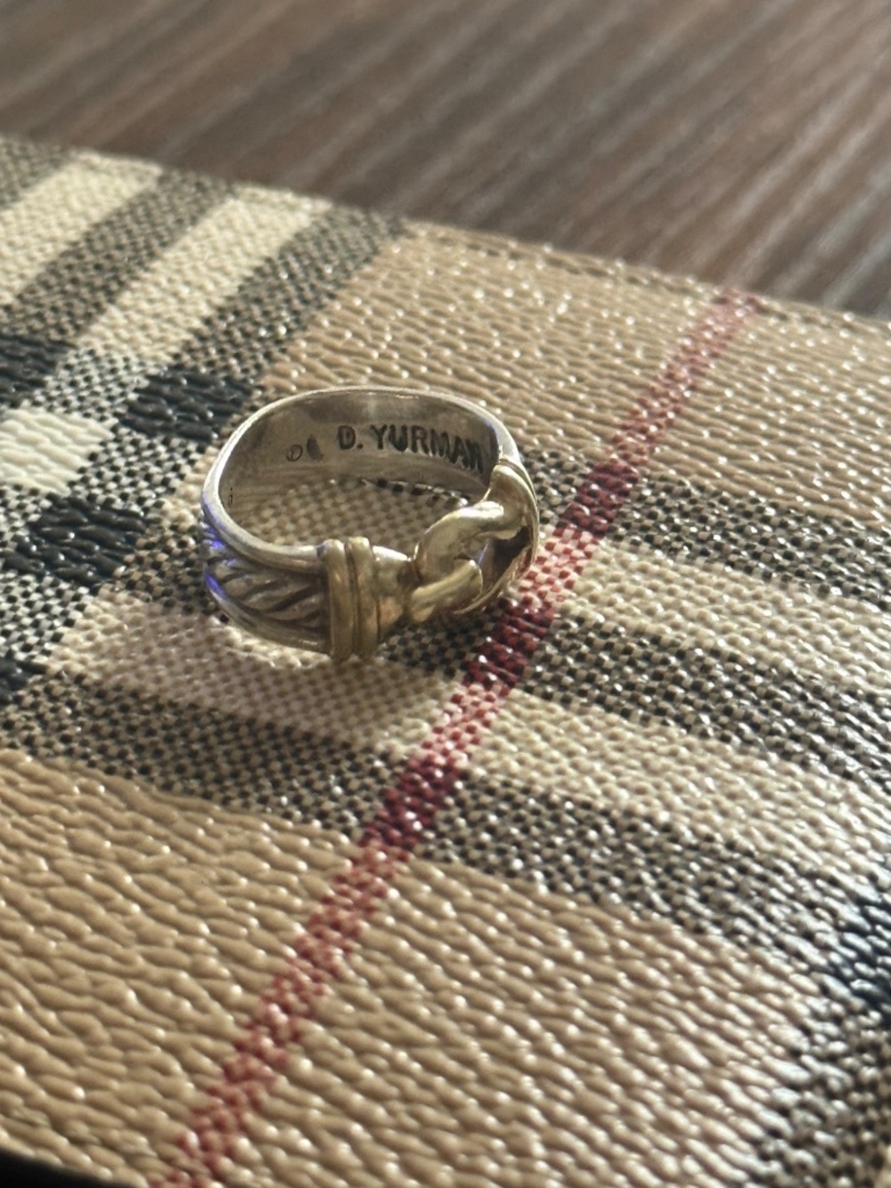 Vintage Sterling Silver & 14k Yellow Gold Buckle Ring, Size 6 - Picture 3 of 5